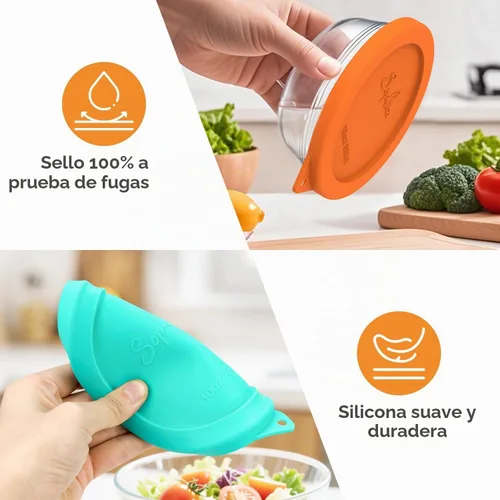 Vista 5 de Sophico Tapas de repuesto de silicona para vasos de vidrio Pyrex y Anchor Hocking de 10 onzas, cubierta redonda de silicona para almacenamiento