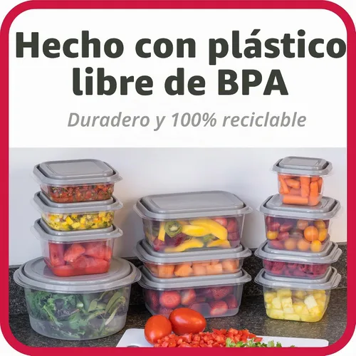 Vista 6 de GoodCook EveryWare Juego de 30 recipientes de plástico sin bisfenol A para almacenamiento de alimentos con tapas, 60 piezas en total
