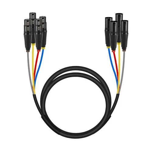 Vista 8 de Phenyx Pro PCBL-4IN1-3 - Cable de serpiente XLR de 4 canales, cable de conexión XLR macho a hembra con cobre OFC, cable divisor de 3 pies, cable