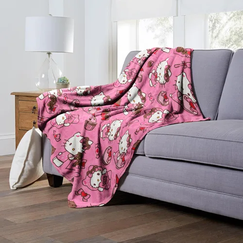 Vista 3 de Northwest Manta de Tiro Hello Kitty Silk Touch, 50" x 70", Love You Much Te amo mucho