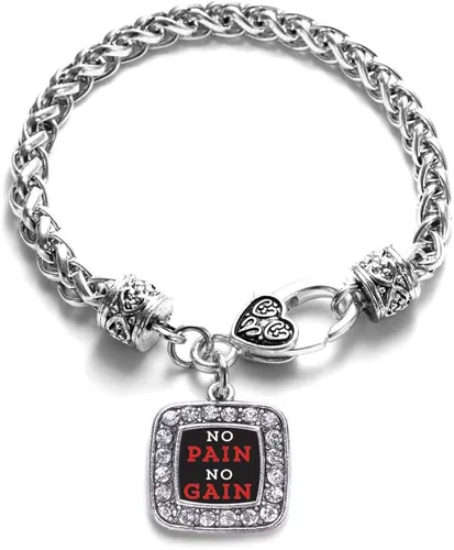 Vista 86 de Pulsera de dijes cuadrados de plata con joyería de circonita cúbica
