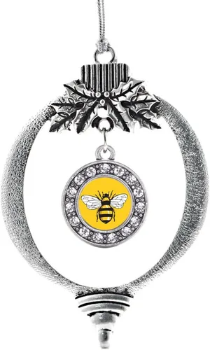 Vista 85 de Inspired Silver - Adorno con dije de cara de carlino - Adornos navideños de círculo de plata con joyas de circonita cúbica