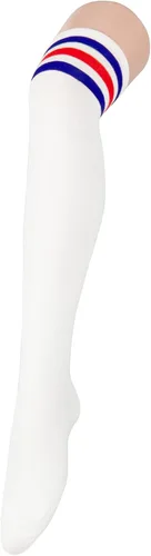 Vista 9 de Century Star Calcetines altos hasta el muslo para mujer, calcetines largos por encima de la rodilla, para atleta, casual, a rayas, hasta la rodilla