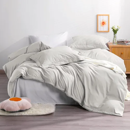 Vista 10 de NTBAY juego de funda de edredón para cama individual, 1 funda de edredón y 1 funda de almohada, funda de edredón suave de microfibra cepillada