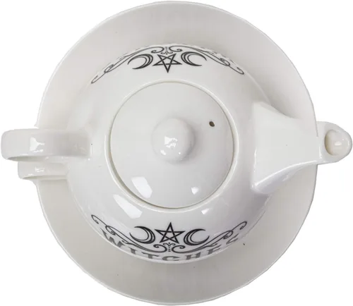 Vista 4 de Summit Collection Alchemy Gothic Witches Brew Tea For One Set Bone China Porcelana Juego de té de 3 piezas
