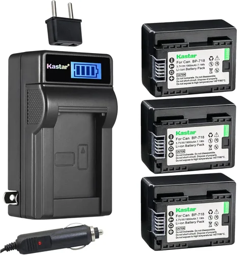 Vista 4 de Kastar BP-718 - Cargador de batería LCD AC compatible con Canon VIXIA HF R300 HFR300, VIXIA HF R400 HFR400, VIXIA HF R500 HFR500, VIXIA HF R600