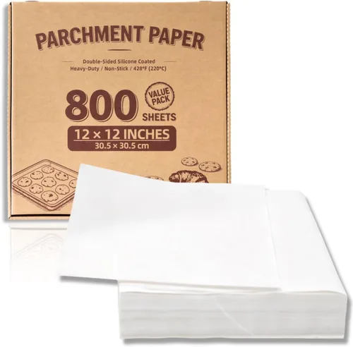 Vista 10 de Cuadrados pequeños de pergamino precortados a granel de 5 x 5, 3200 hojas, sin blanquear, antiadherentes, para envoltorios de dulces, papel de Marrón