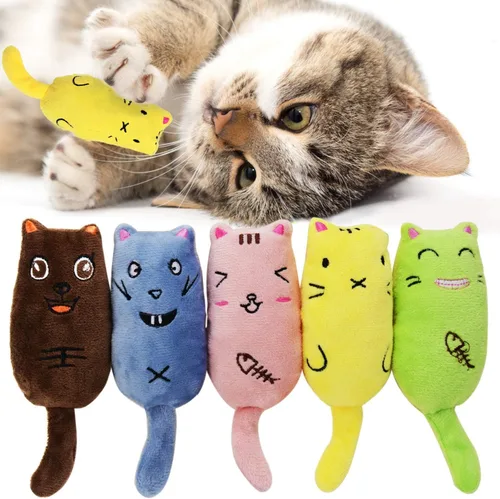 Vista 7 de Legendog - 5 piezas de juguete para gatos, masticable, resistente a mordeduras, diseño de gato, rellenos Varios