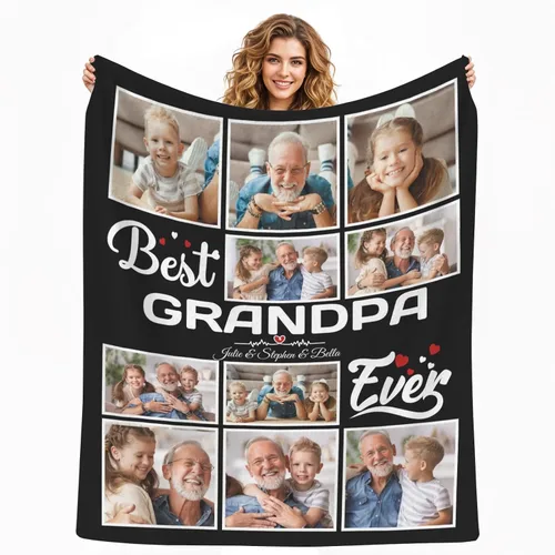 Vista 19 de HUGLAZY Manta personalizada con fotos y texto, manta de franela para parejas de adultos, regalo para cumpleaños, Día del Padre, Día de la Madre, Día