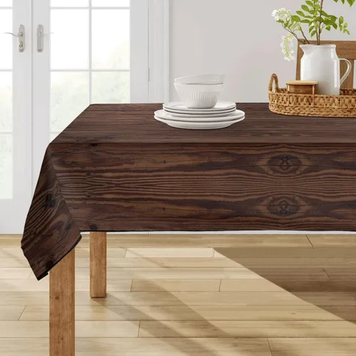 Vista 8 de Mantel rectangular de tela de poliéster de 60 x 120 pulgadas, de grano de madera marrón, lavable, resistente a las arrugas, para comedor al aire
