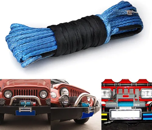 Vista 2 de Cable de cuerda sintética del torno con gancho para ATV UTV SUV KFI, recupero, repuesto, Azul