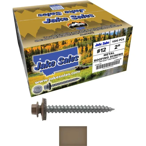 Vista 83 de 12 tornillos para techos de metal gris ABC de 1-1/2 pulgadas, cabezal de arandela hexagonal, arranque automático/roscado, arandela EPDM. 1 bolsa