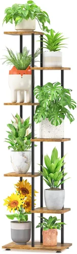 Vista 32 de LASZOLA Soporte Negro de Madera de 5 Niveles para Plantas de Interior para Macetas Más Grandes de Servicio Pesado, Estantes Verticales Resistentes