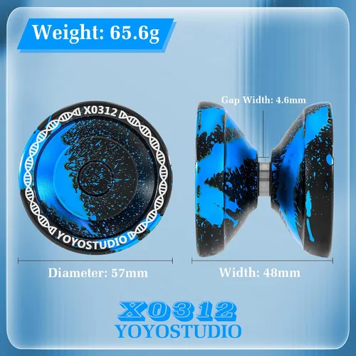 Vista 5 de YOYOSTUDIO X0312 Yoyo Profesional de Trucos Responsivo para Niños de 8-12 o Más, Yoyo de Girar con Dedo de Metal para Adultos con Kit de Rodamientos