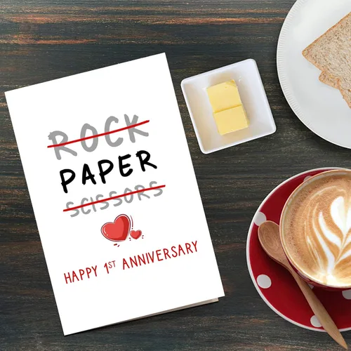 Vista 6 de Qiliji Tarjeta de feliz primer aniversario, divertida tarjeta de aniversario de boda de 1 año, tarjeta de felicitación de aniversario de papel