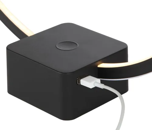 Vista 9 de Brightech Lámpara de mesita de noche LED Circle con puerto USB, lámpara compacta para dormitorio, sala de estar, moderna lámpara asiática de mesa
