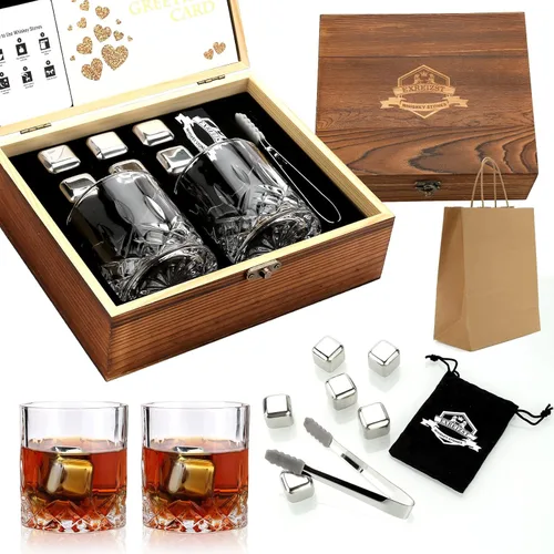 Vista 13 de Juego de regalo de piedras de whisky, juego de 2 vasos de whisky, rocas de whisky de granito, juego de caja de whisky escocés, el mejor regalo