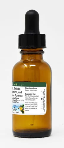 Vista 2 de Terravita Cardo Marítimo, Diente de León y Verbena Fórmula Extracto Líquido de Glicerita (1:5) - Sabor a Vainilla (1 oz, ZIN: 523748)