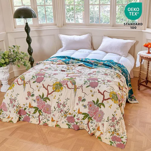 Vista 198 de MSGKV - Manta bohemia/primaveral de algodón para sofá y sala de estar, de gasa acogedora, de 50 x 60 pulgadas 50"x60" Cotton Throw, Woven Bird