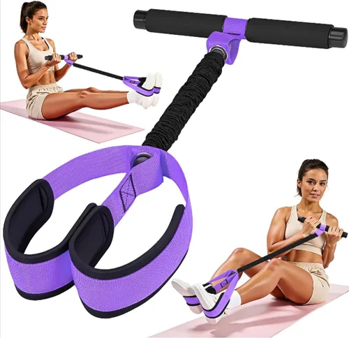 Vista 6 de Bandas de resistencia de pedal mejoradas con asas, tubos de látex gruesos y pedal de pie de tela de espuma suave para abdomen, cintura, brazo