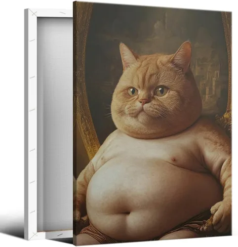 Vista 9 de Arte de pared vintage de gato japonés en lona, póster de gato negro peculiar comiendo ramen, impresión de arte retro de animales divertidos