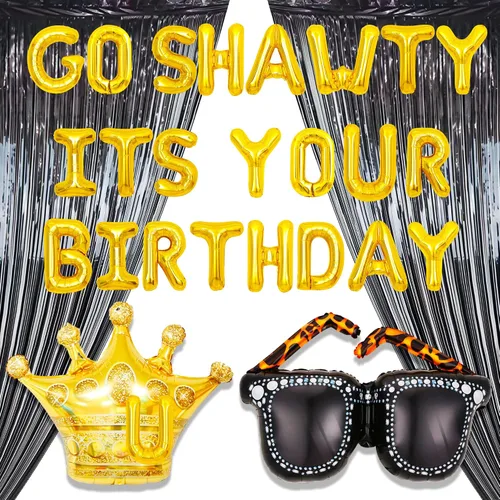 Vista 8 de Black Go Shawty - Decoración de cumpleaños de principios de los años 2000, hip hop, suministros de decoración de cumpleaños de broma para cumpleaños