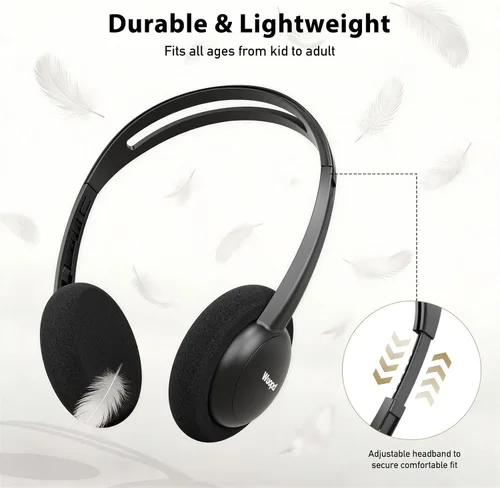 Vista 3 de Auriculares intraurales con cable USB-C con micrófono y control en línea, almohadillas de espuma cómodas, diadema ajustable para niños