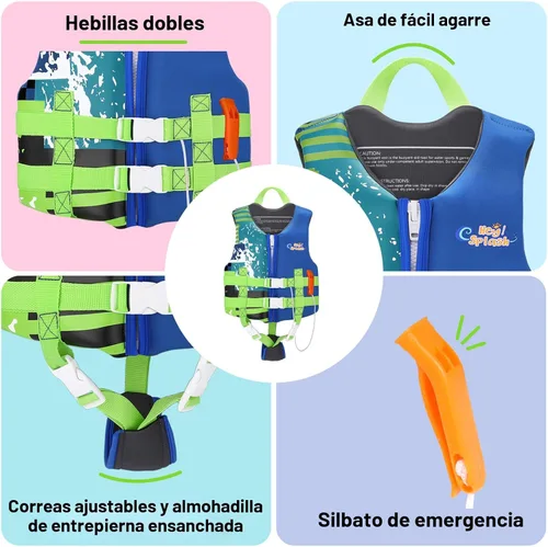 Vista 4 de HeySplash Toddler Swim Vest, Kids Swimming Jacket Fit 20-30/30-50/50-90lbs, Child Floaties Vest with Safety Strap, Float Jacket for Girls/Boys on
