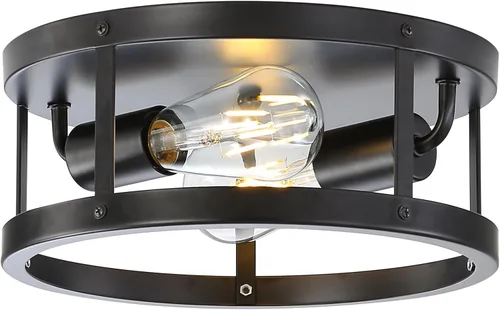Vista 9 de Lámpara de techo con 2 luces de níquel cepillado semiempotradas, 11 pulgadas, moderna, para interiores, cocina, interiores, interiores, cocina