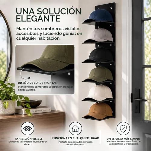Vista 8 de OnDisplay - Estante de acrílico para sombreros, montaje en pared, para Negro