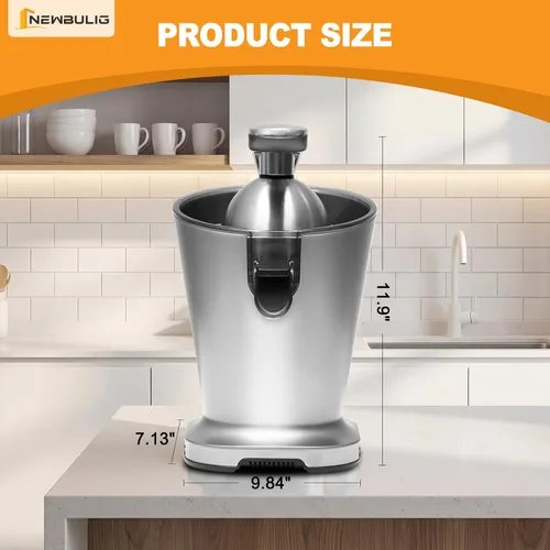 Vista 3 de NEWBULIG Exprimidor eléctrico de cítricos, exprimidor automático de naranja con mango de agarre suave, máquinas extractoras de jugo de naranja