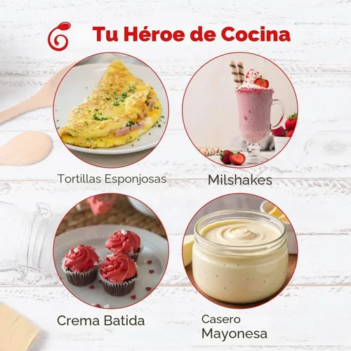Vista 8 de Batidor de mano de acero inoxidable de 14 pulgadas, duradero y fácil de usar, batidor de mano giratorio para batir huevos, espumar leche, mezclar