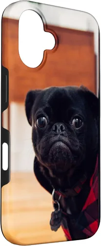 Vista 3 de Funda para iPhone 16 con diseño de pug negro