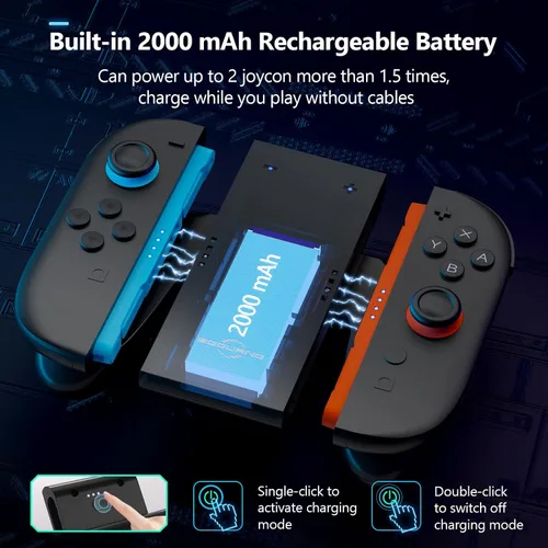 Vista 2 de Switch 2 Joycon Charging Grip with Built-in 2000 mAH Battery, Super Magnetic Charger Handle for Nintendo Switch 2 Joycons, Ergonomic Controller