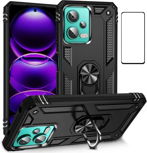 Vista 106 de Funda para Xiaomi POCO X3 NFC /X3 Pro con protector de pantalla, armadura de protección militar híbrida resistente a prueba de golpes, funda Negro