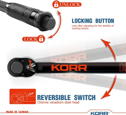 Vista 8 de KORR Tools KTW002 Llave dinamométrica de clic de 3/8 pulgadas (5-80 ft.-lb.)