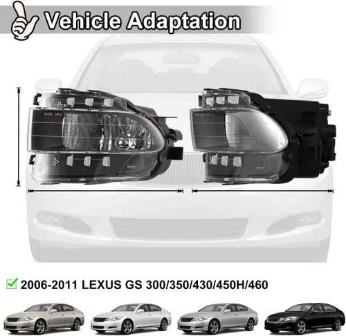 Vista 4 de Nixon Offroad Luces antiniebla para Lexus GS300 GS350 GS430 GS450h GS460 2006-2011 Juego de faros antiniebla de conducción de repuesto 1 par