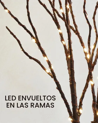 Vista 2 de Birchlitland - Ramas iluminadas para jarrón de 32 pulgadas de alto, 150 luces LED, enchufe, ramas artificiales de sauce marrón con temporizador