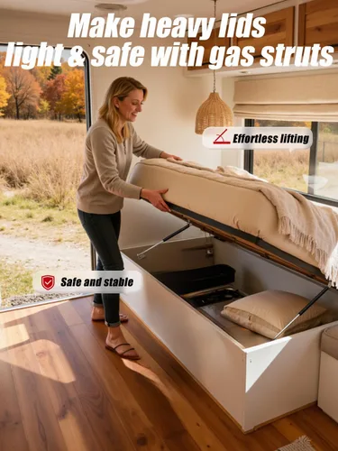 Vista 3 de Vepagoo Amortiguadores de gas de 20 pulgadas, 10 libras/45N con soportes de montaje, tapa de almacenamiento para caja de TV, trampa, puerta, barco