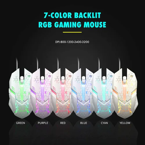 Vista 5 de CHONCHOW Combo de teclado y mouse RGB para juegos teclado iluminado por USB juego de mouse con retroiluminación LED arcoíris para computadora