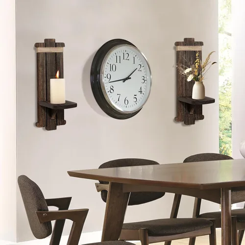 Vista 7 de Candelabros de madera de granja, 2 portavelas rústicos para montaje en pared para sala de estar, dormitorio, baño, pasillo, decoración de pared