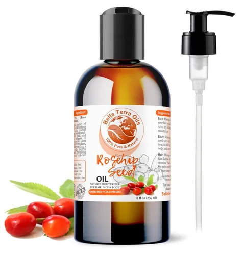 Vista 9 de Bella Terra Oils Aceite de semilla de rosa mosqueta puro para una piel brillante y cabello brillante – 1 galón, rejuvenecedor, hidratante, no graso