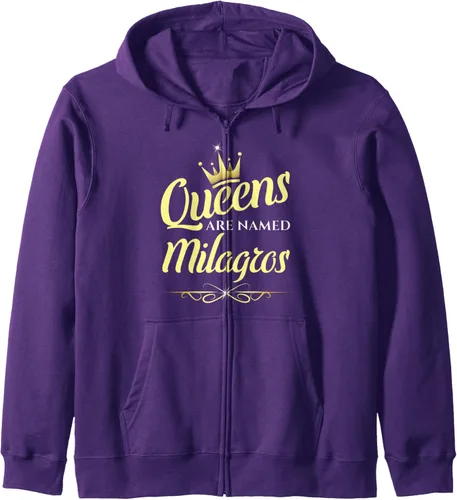 Vista 6 de Queens Are Named Milagros - Sudadera con capucha y cremallera, Negro