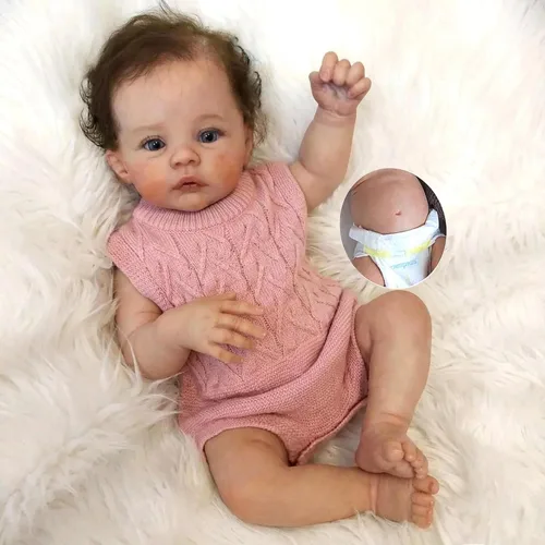 Vista 6 de Zero Pam Muñecas de bebé renacidas de silicona cuerpo completo 18 pulgadas impermeables anatómicamente correctas muñeca de bebé de silicona bebés