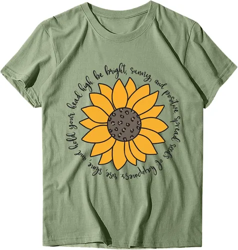 Vista 4 de Short Sleeve Tops,Women's T Shirts Short Sleeve Cute Graphic Summer Loose Tees Crewneck Casual Tops Funny Shirts