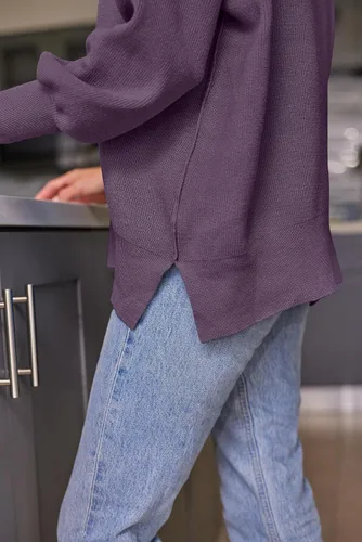 Vista 165 de Lillusory - Suéter extragrande con mangas de murciélago y cuello redondo para mujer, prenda moderna de otoño de tejido de punto sin botones