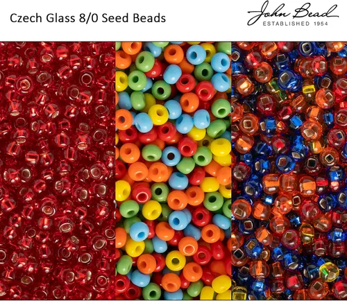 Vista 3 de John Bead Cuentas de cristal checo 8/0 de mezcla múltiple para manualidades de joyería, vial de 0.81 oz