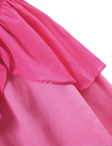 Vista 4 de DOCHEER Vestido de princesa melocotón para niñas pequeñas, disfraz para Halloween, fiesta de cumpleaños, traje rosa