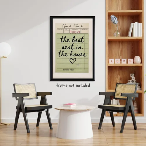Vista 3 de Funky - Póster de baño con texto en inglés "The Best Seat In The House" (El mejor asiento de la casa), decoración de pared de baño verde, arte