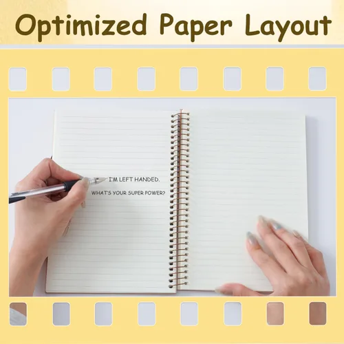Vista 5 de Urby Cuaderno para zurdos con rayas universitarias, tapa dura, 8.5 x 5.7 pulgadas Papel premium, 160 páginas, 1 tema, regalo ideal para zurdos